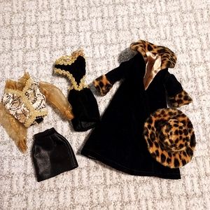 Barbie leopard coat and hat ,   clothing outfits